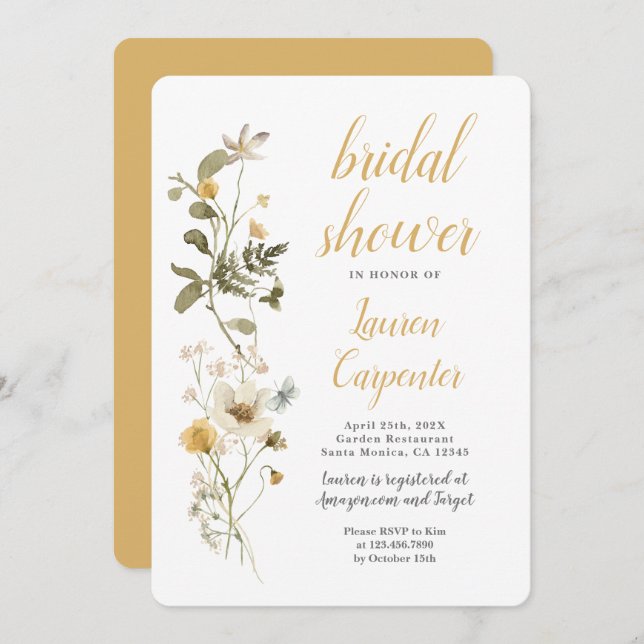 Wildflower Bridal Shower Invitation (Front/Back)