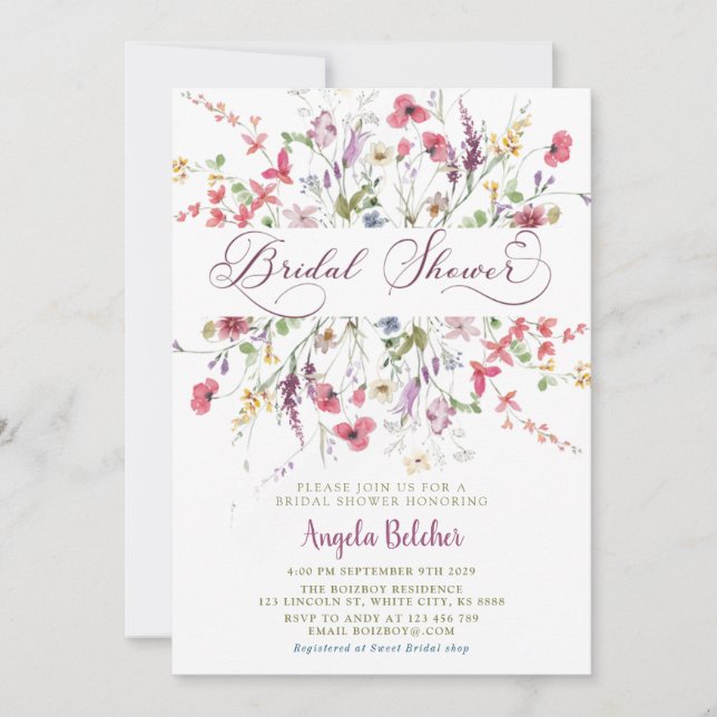 Wildflower Bridal Shower Invitation (Front)
