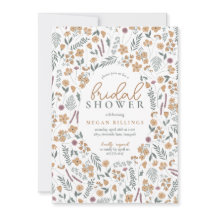 wildflower bridal shower invitation - orange