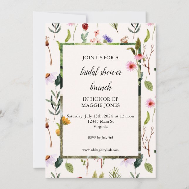 wildflower bridal shower invitiation invitation (Front)