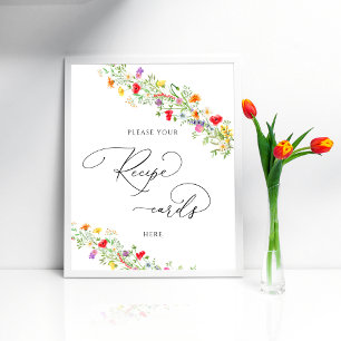 Wildflower Bridal Shower Leave Recipe Card Here Poster