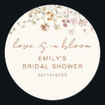 Wildflower Bridal Shower Love is In Bloom Classic Round Sticker<br><div class="desc">Express gratitude with our Wildflower Thank You Bridal Shower In Bloom Classic Round Sticker. These charming stickers feature a delightful wildflower design, infusing a touch of natural beauty into your bridal shower thank-you notes or favours. The classic round shape adds versatility, making them perfect for various uses, from sealing envelopes...</div>