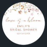 Wildflower Bridal Shower Love is In Bloom Classic Round Sticker<br><div class="desc">Express gratitude with our Wildflower Thank You Bridal Shower In Bloom Classic Round Sticker. These charming stickers feature a delightful wildflower design, infusing a touch of natural beauty into your bridal shower thank-you notes or favours. The classic round shape adds versatility, making them perfect for various uses, from sealing envelopes...</div>