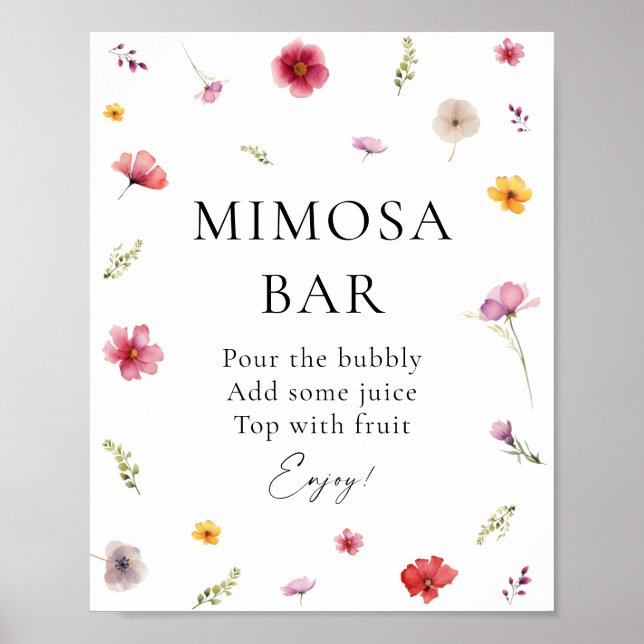 Wildflower Bridal Shower Mimosa Bar Poster (Front)