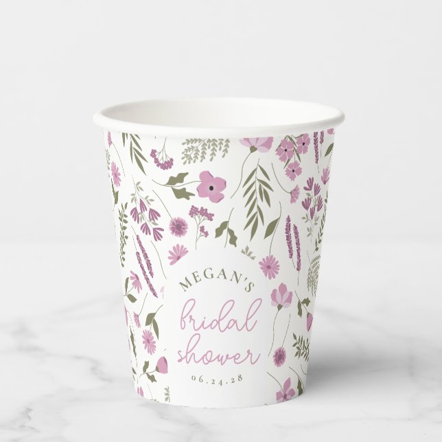 Wildflower Bridal Shower Paper Cups - Purple (Front)