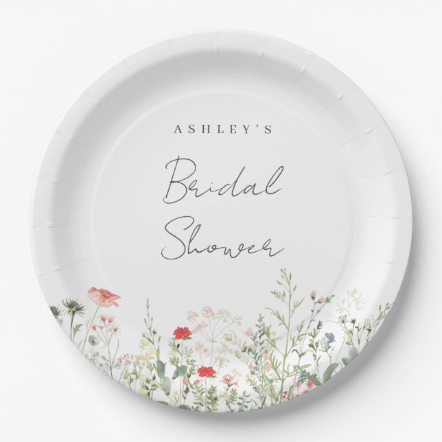 Wildflower Bridal Shower Paper Plate (Front)