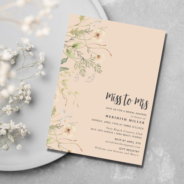 Wildflower Bridal Shower Party Invitation (Wildflower Bridal Shower Party Invitation)