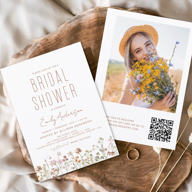 Wildflower Bridal Shower QR Code Photo Invitation (Creator Uploaded)