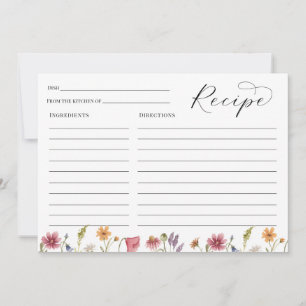 Wildflower Bridal Shower Recipe card