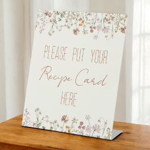 Wildflower Bridal Shower Recipe Card Here Pedestal Sign