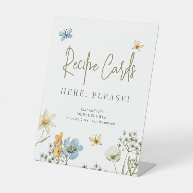 Wildflower bridal shower recipe card sign (Front)