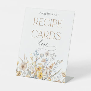 Wildflower Bridal Shower Recipe Cards Pedestal Sign