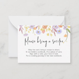 Wildflower Bridal Shower Recipe Request Enclosure Card