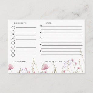 Wildflower bridal shower recipe request  enclosure card