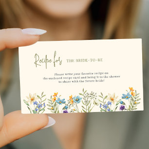 Wildflower bridal shower recipe request enclosure card