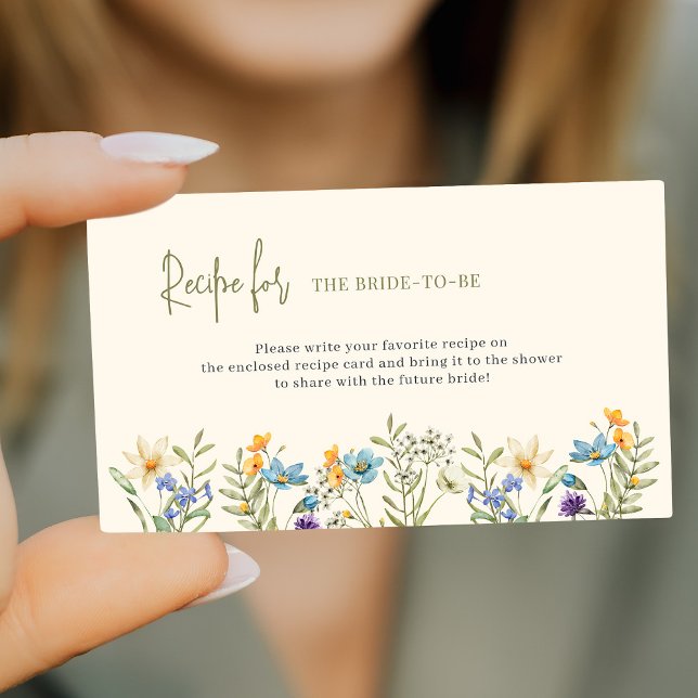 Wildflower bridal shower recipe request enclosure card (Creator Uploaded)