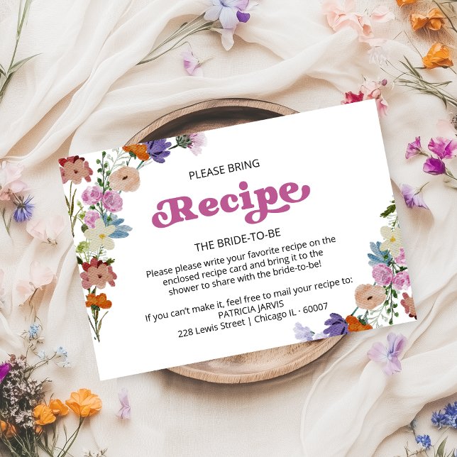 Wildflower Bridal Shower Recipe Request Invitation (Creator Uploaded)