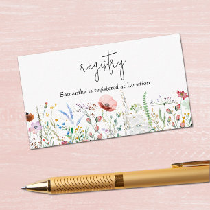 Wildflower Bridal Shower Registry Enclosure Card