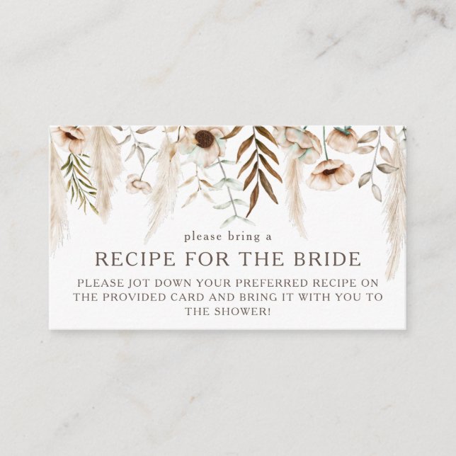 Wildflower Bridal Shower Request Recipe Enclosure  Card (Front)