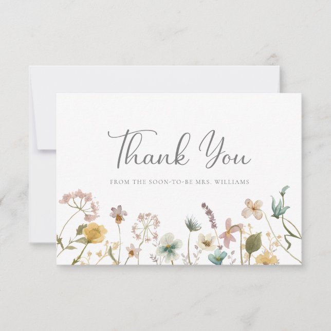 Wildflower Bridal Shower Thank You Card (Front)