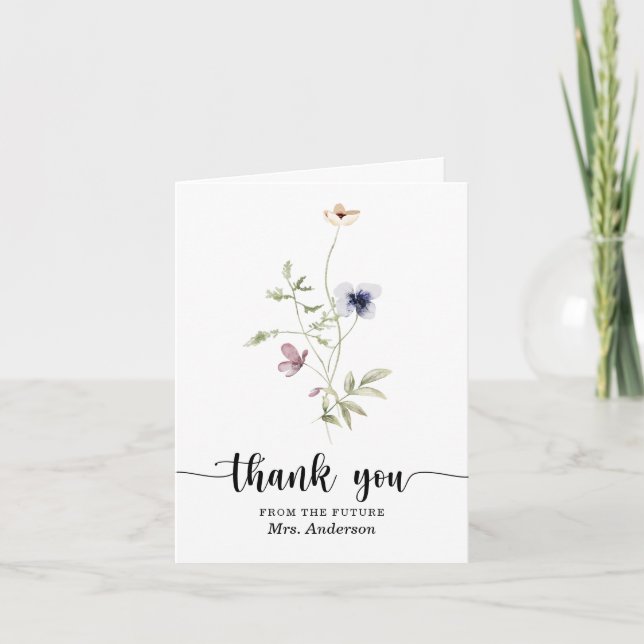 Wildflower Bridal Shower Thank You Card (Front)
