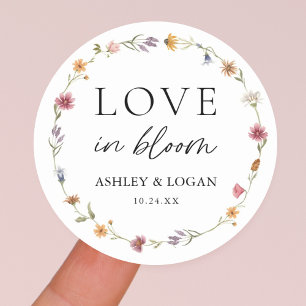 Wildflower Bridal Shower Thank You Favours Classic Round Sticker