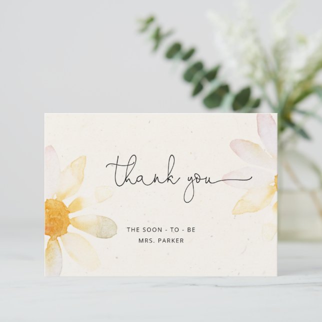 Wildflower bridal shower thank you note card (Standing Front)