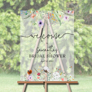 Wildflower Bridal Shower Welcome Acrylic Sign