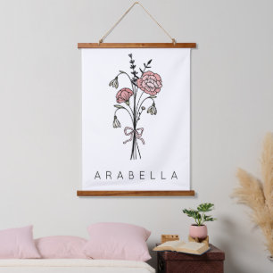 Wildflower Bridesmaid Name  Hanging Tapestry