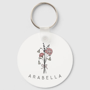 Wildflower Bridesmaid Name  Key Ring