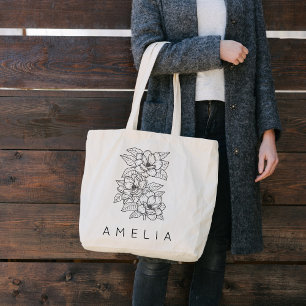 Wildflower Bridesmaid Name Tote Bag