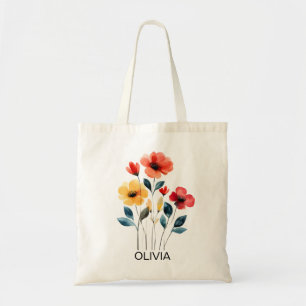 Wildflower Bridesmaid Name Tote Bag