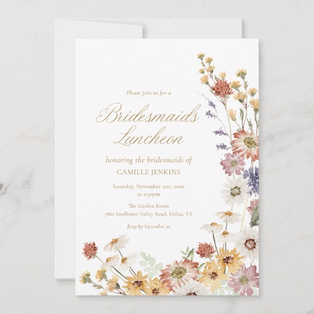 Wildflower Bridesmaids Luncheon Invitation (Front)