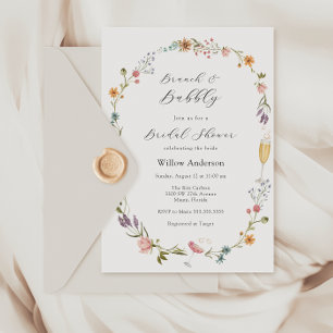Wildflower Brunch and Bubbly Bridal Shower Invita Invitation