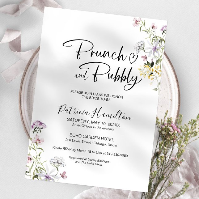 Wildflower Brunch And Bubbly Bridal Shower Invitation (Creator Uploaded)
