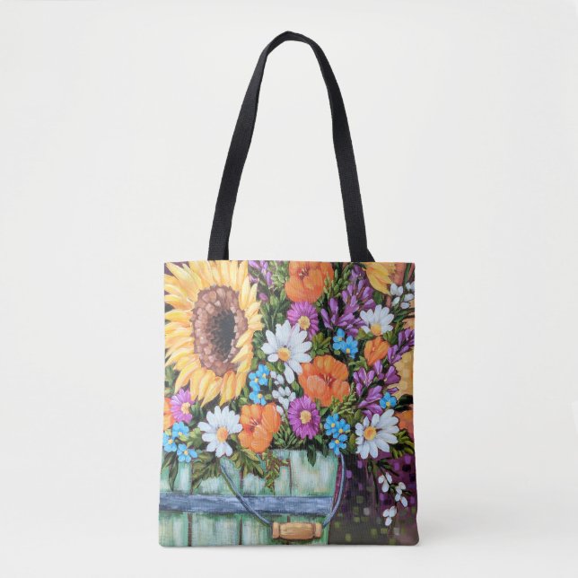 "Wildflower Bucket Bouquet" Tote Bag (Front)