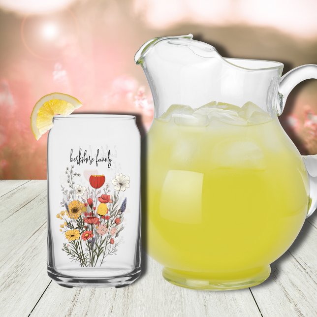 Wildflower Bunch | Spring Floral | Customisable  Can Glass (Wildflower bunch customizable glass for special occasions and as gifts for her. )