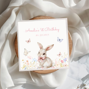 Wildflower Bunny Birthday Paper Napkin