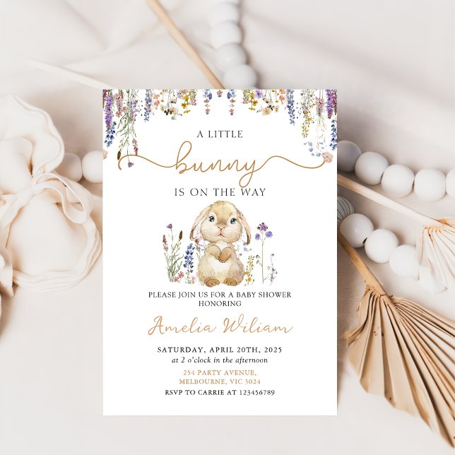 Wildflower Bunny Easter Baby Shower Invitation (Creator Uploaded)