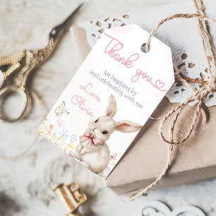 Wildflower Bunny Rabbit Pink Birthday Gift Tag