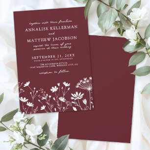 Wildflower Burgundy Wedding Invitation