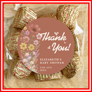 Wildflower Burnt Orange Baby Shower Thank You Classic Round Sticker