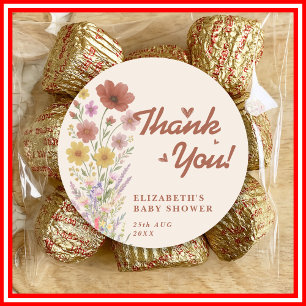 Wildflower Burnt Orange Baby Shower Thank You Classic Round Sticker