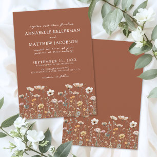 Wildflower Burnt Orange Floral Wedding Invitation