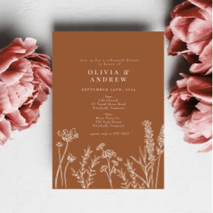 Wildflower Burnt Orange Rehearsal Dinner Invitation