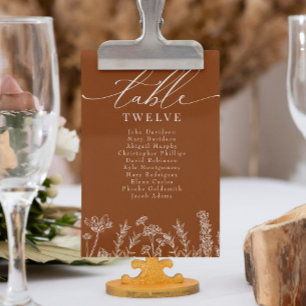 Wildflower Burnt Orange Wedding Seating Chart Invitation