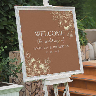 Wildflower Burnt Orange Wedding Welcome Poster