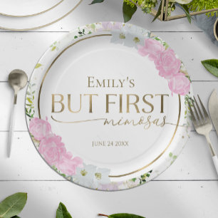 Wildflower But First Mimosas Bridal Shower Paper Plate