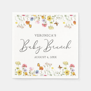 Wildflower Butterflies Boho Baby Shower Brunch Napkin