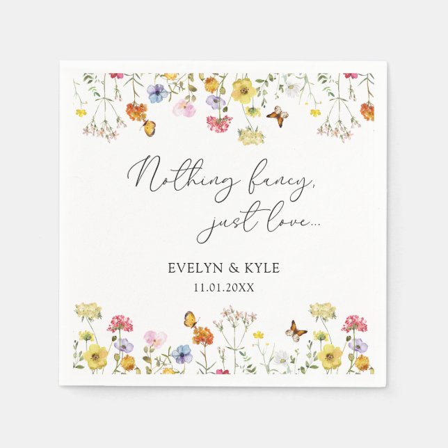 Wildflower Butterflies Boho Nothing Fancy Wedding Napkin (Front)